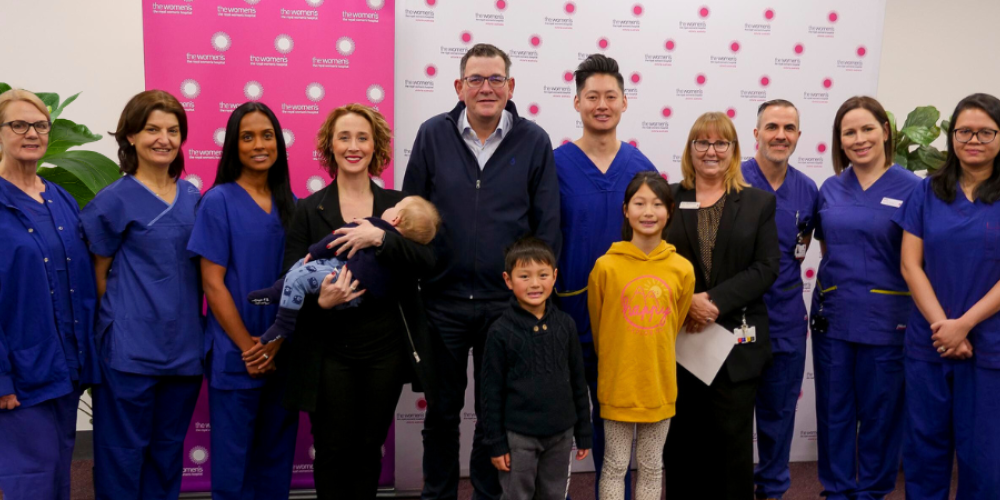 Premier Daniel Andrews and Acting Minister for Health Gabrielle Williams, with the Women's CEO Sue Matthews and our team of fertility expert