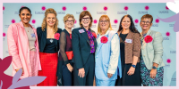 L-r: Preeya Alexander, Eliza Hull, Paddy Moore, Mary-Anne Thomas, Sue Matthews, Karinda Taylor and Shelly Park. 