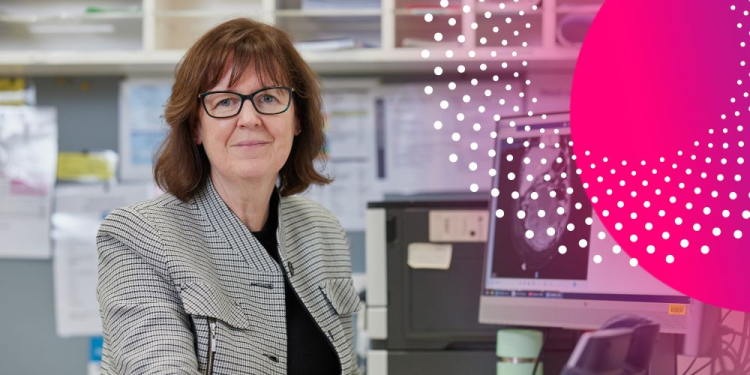 A/Prof. Orla McNally, Director of Gynaecological Oncology at the Royal Women’s Hospital, sits at a desk looking toward the camera. 